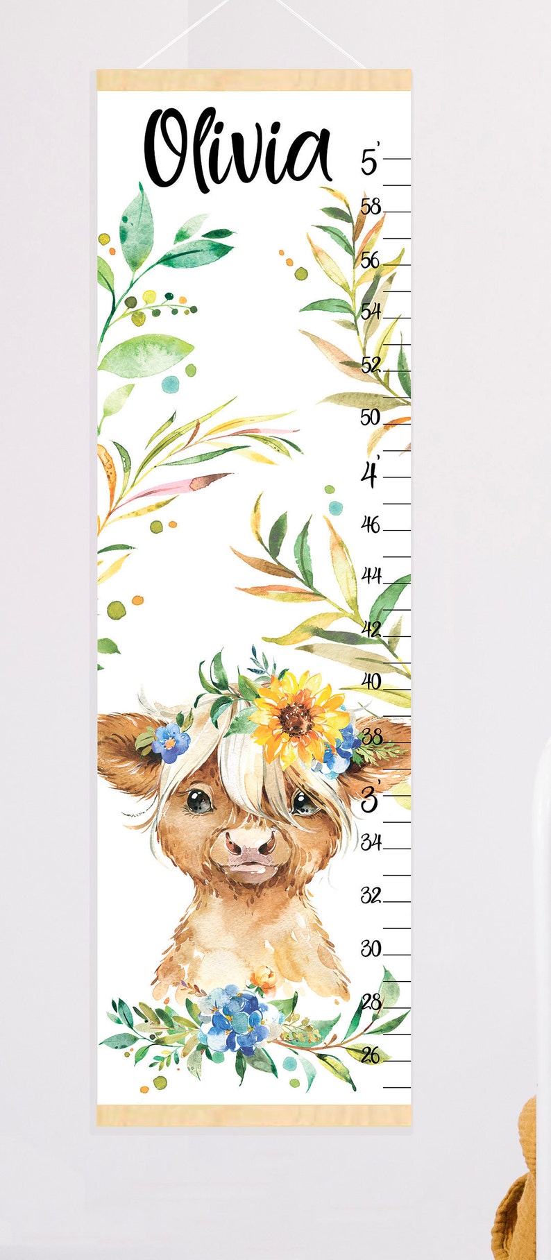 Calf Height Chart Cow Nursery Decor Farm Baby Growth Chart Etsy