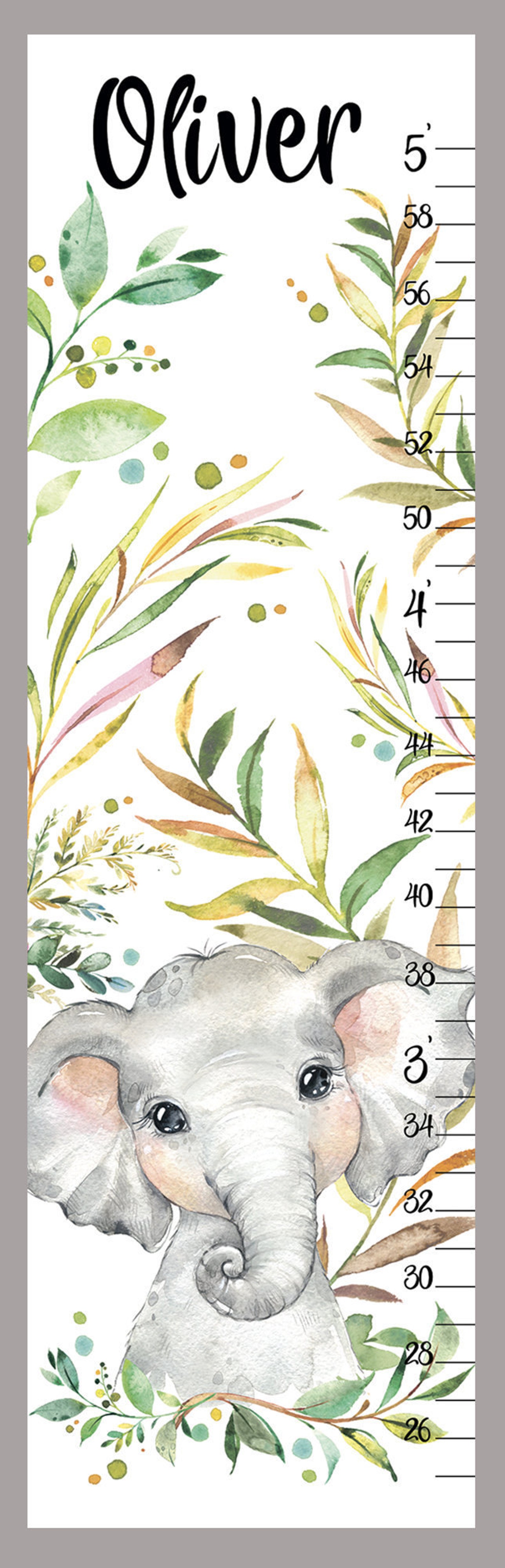 Elephant Growth Chart Baby Girl/boy Elephant Height Chart Cute Etsy