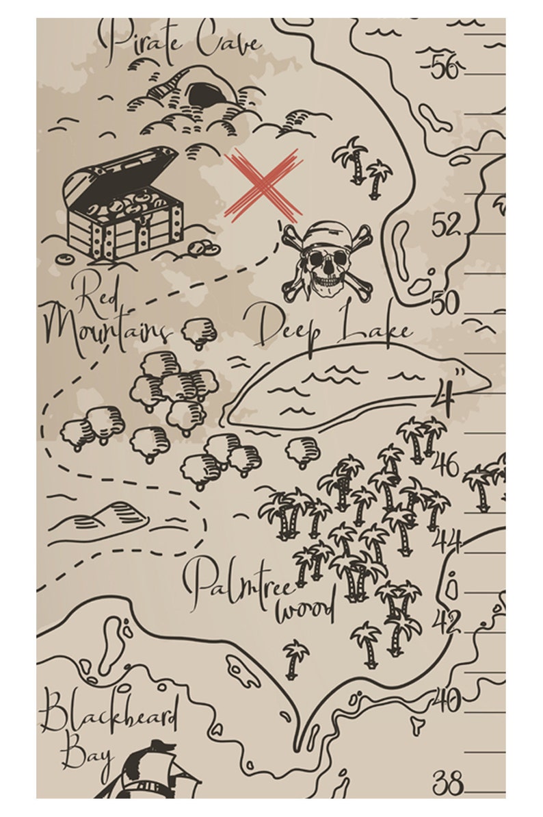 pirate treasure map growth chart personalized height chart