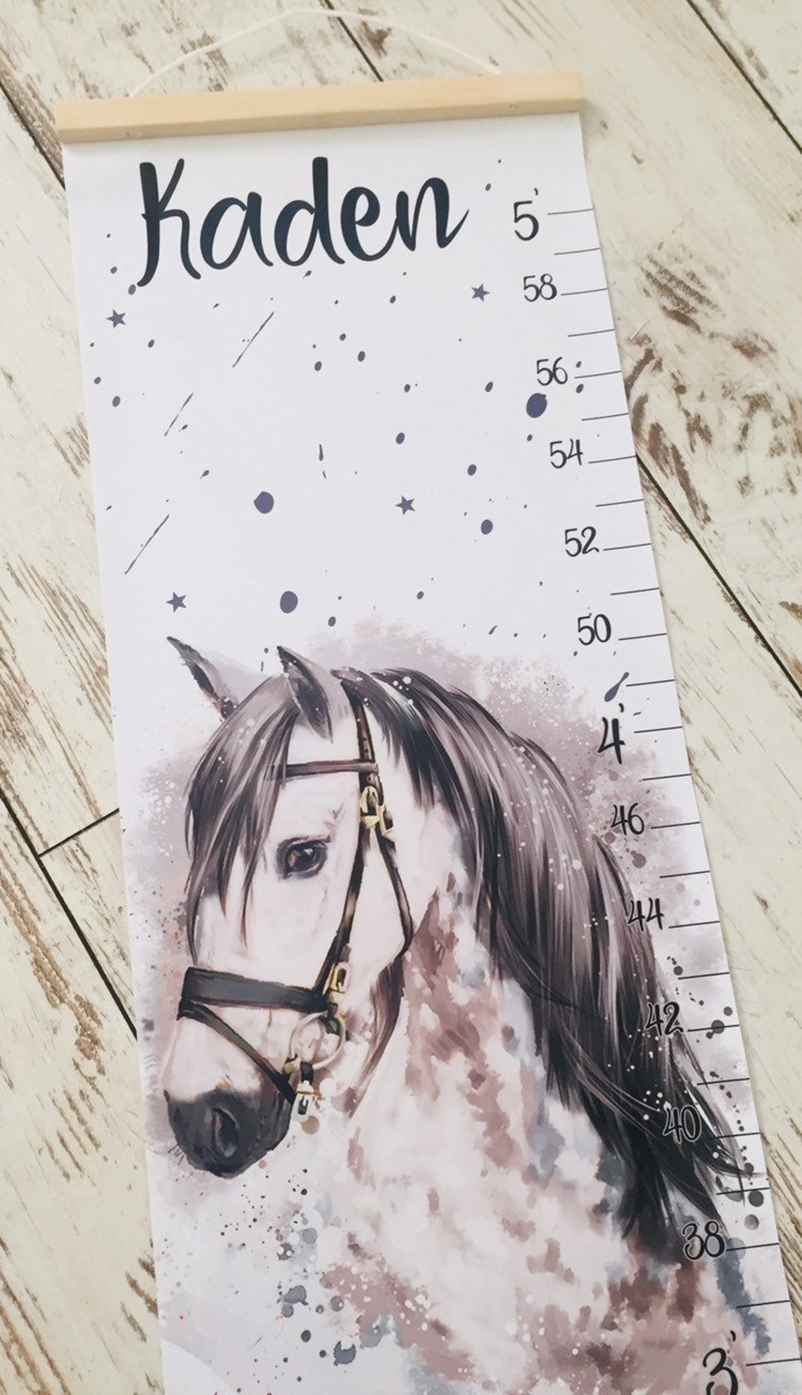 Horse Growth Chart Personalized Height Chart Mustang Nursery Etsy
