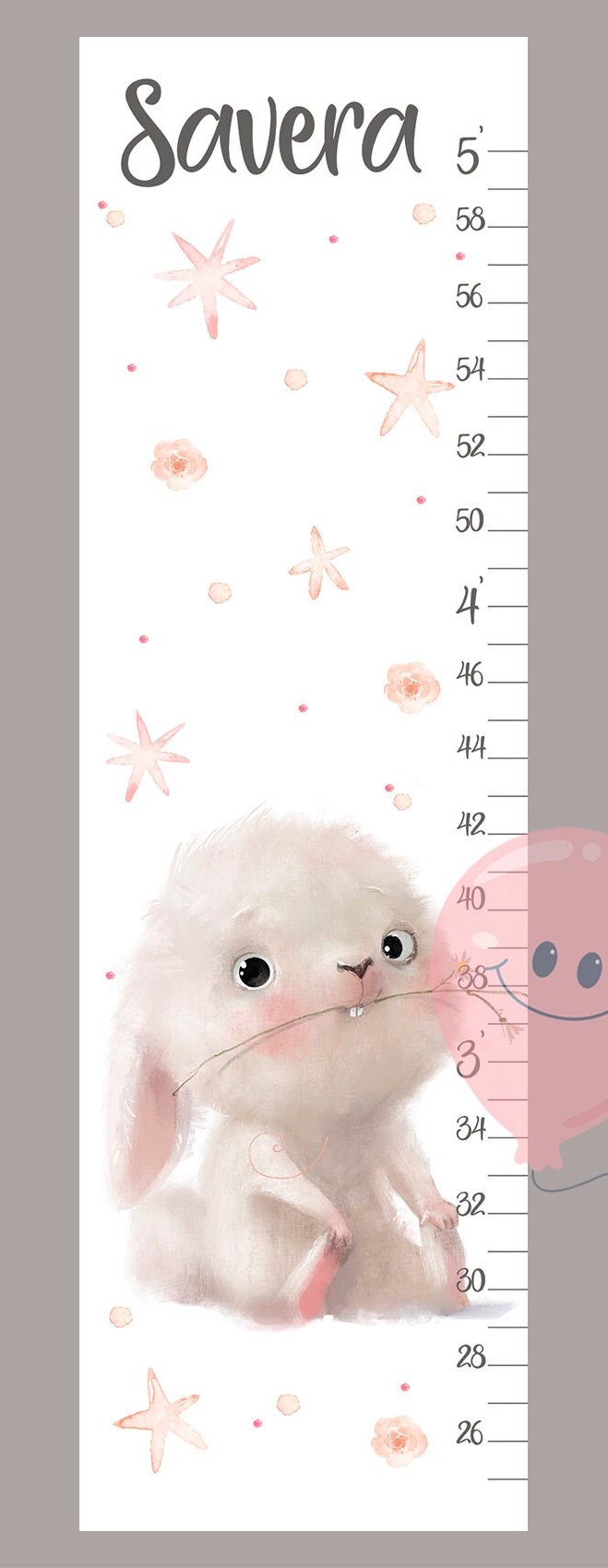 Bunny Baby Growth Chart Personalized Height Chart Rabbit Etsy Uk