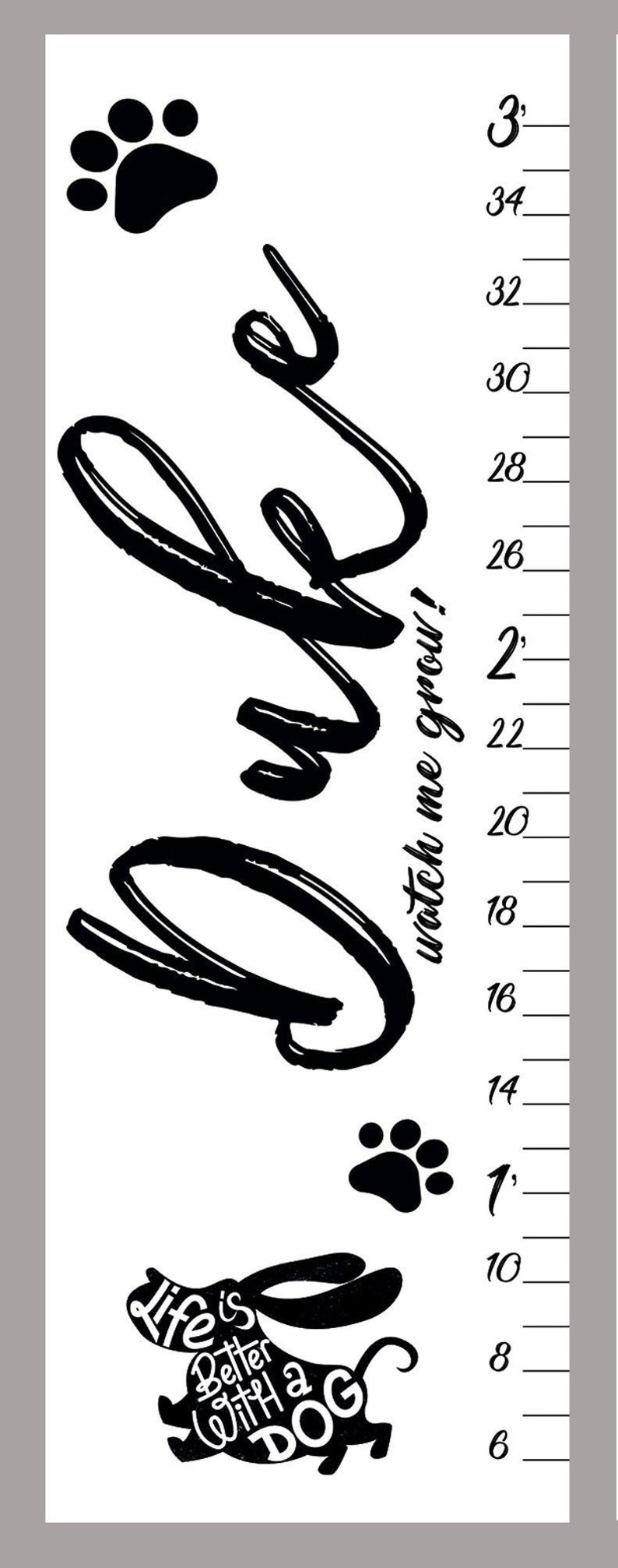 Growth Chart for Dogs Puppy Height Chart Pet Decor New Puppy Etsy