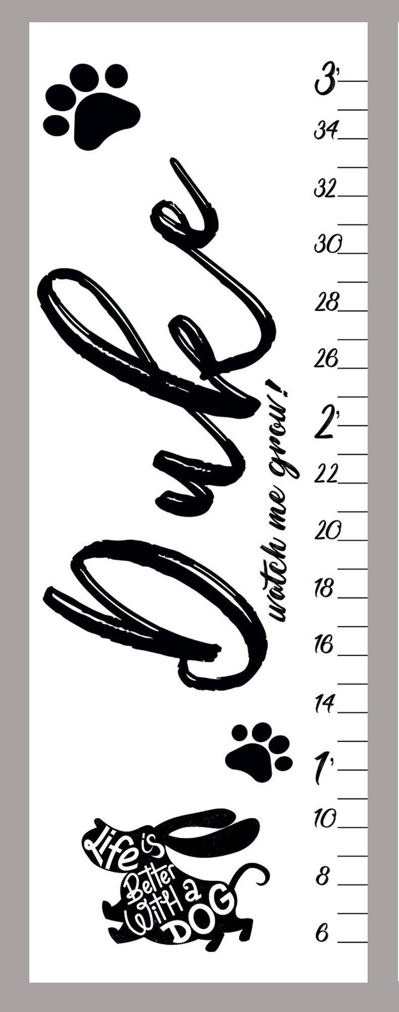 Growth chart for dogs Puppy height chart Pet decor New puppy gift Dog adoption