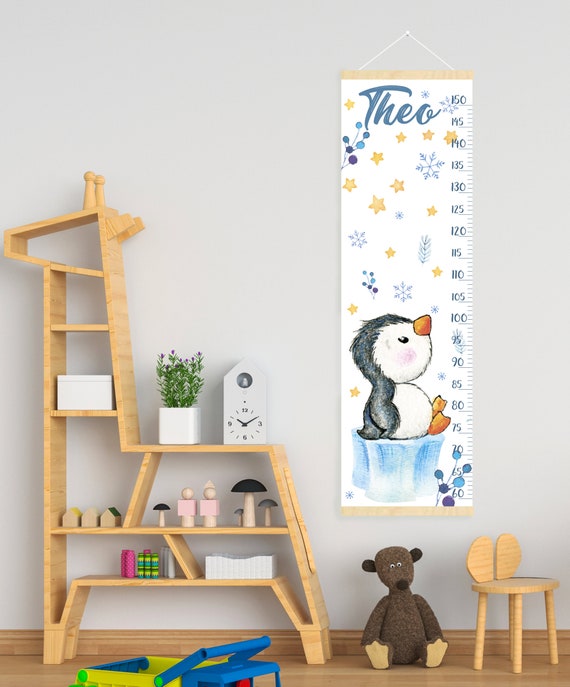 Cute Penguin Growth Chart Personalized Canvas Height Chart Etsy