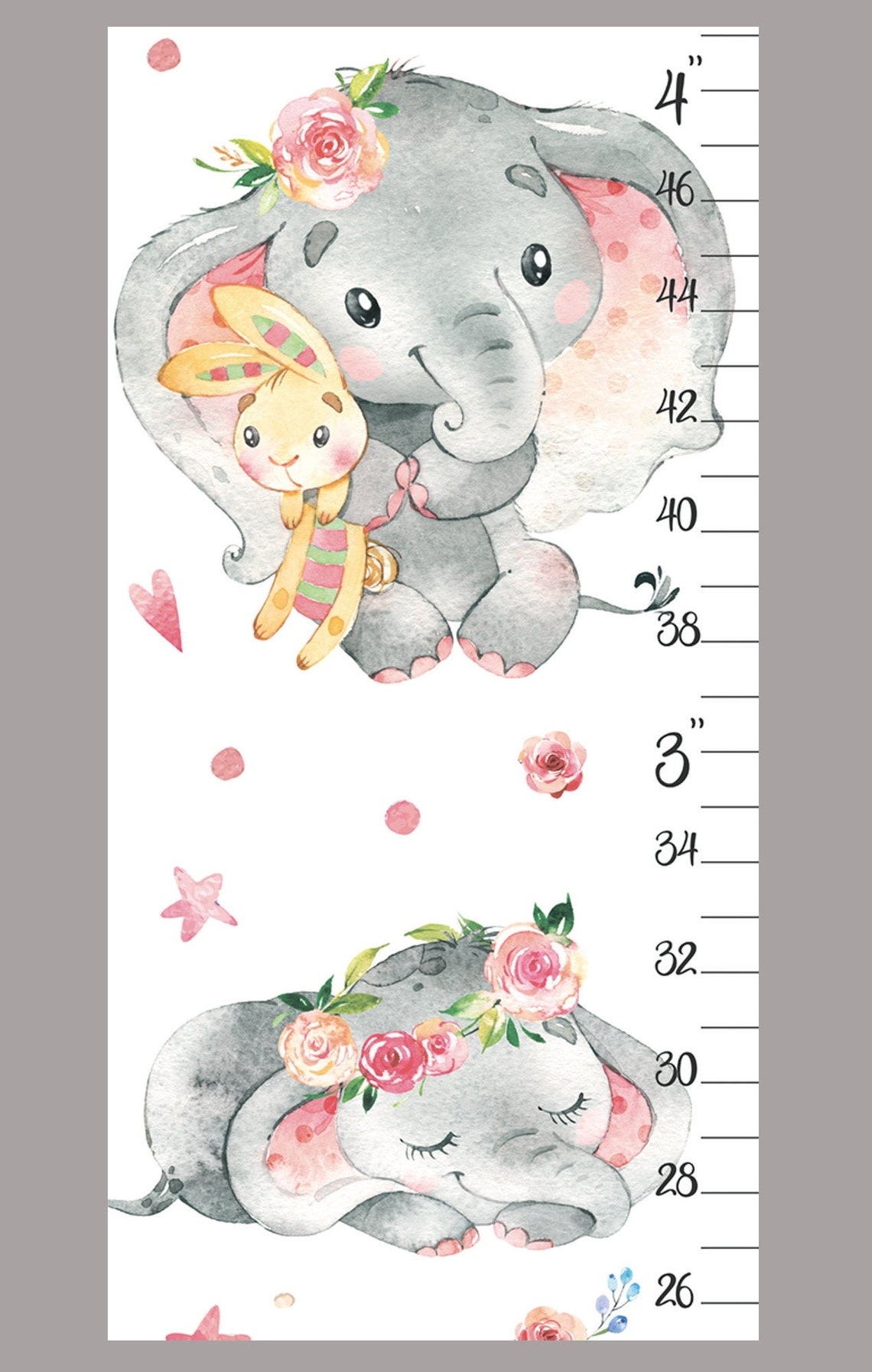 Elephant growth chart Custom canvas personalized height chart Etsy