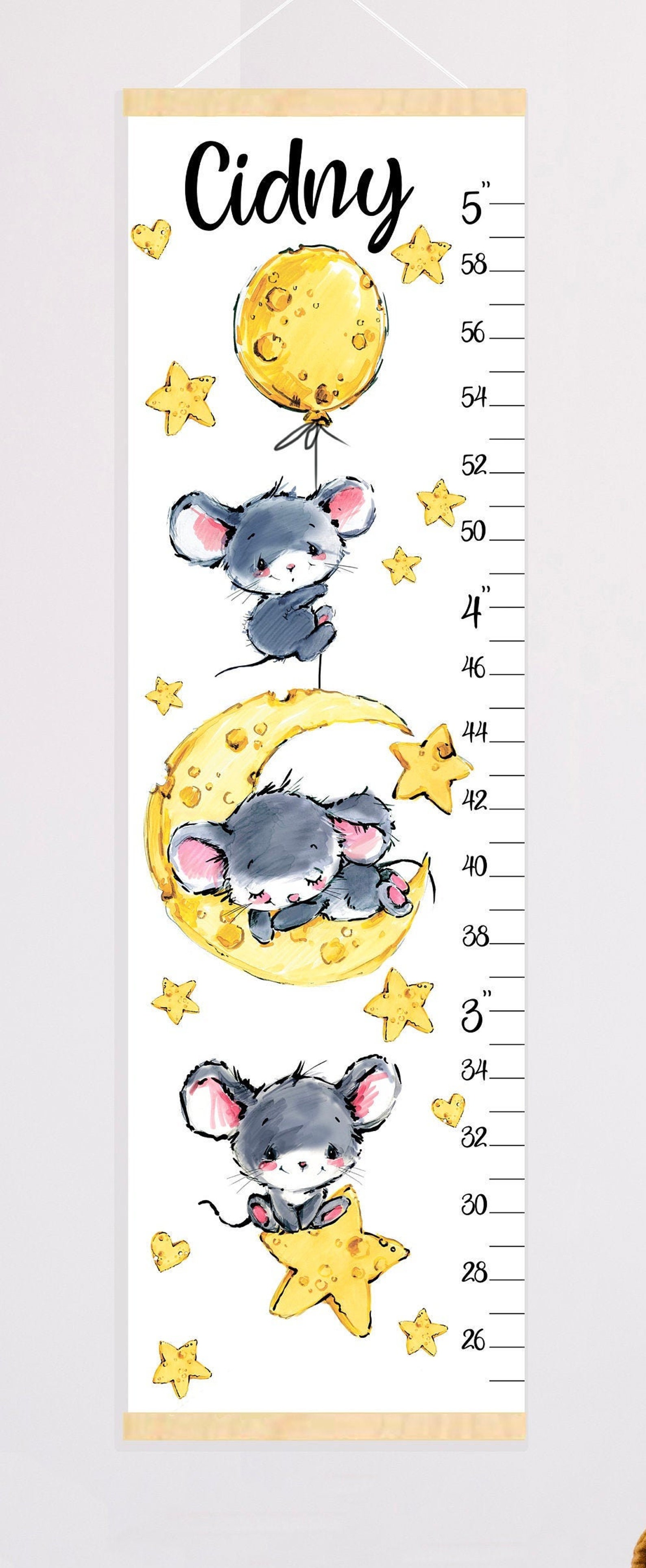 Cute Mouse Growth Chart Personalized Canvas Height Chart Etsy