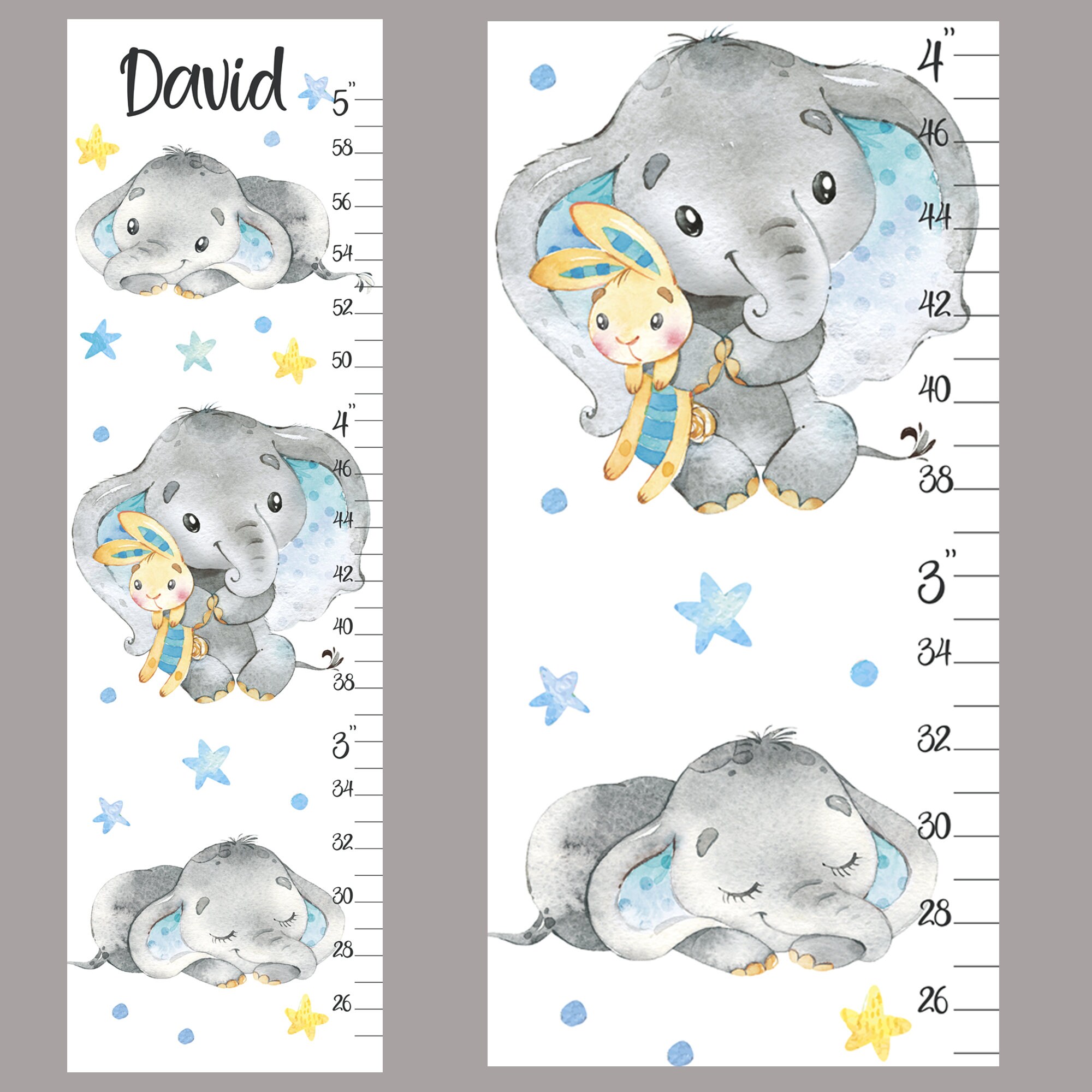 Elephant Growth Chart Custom Canvas Personalized Height Chart Etsy
