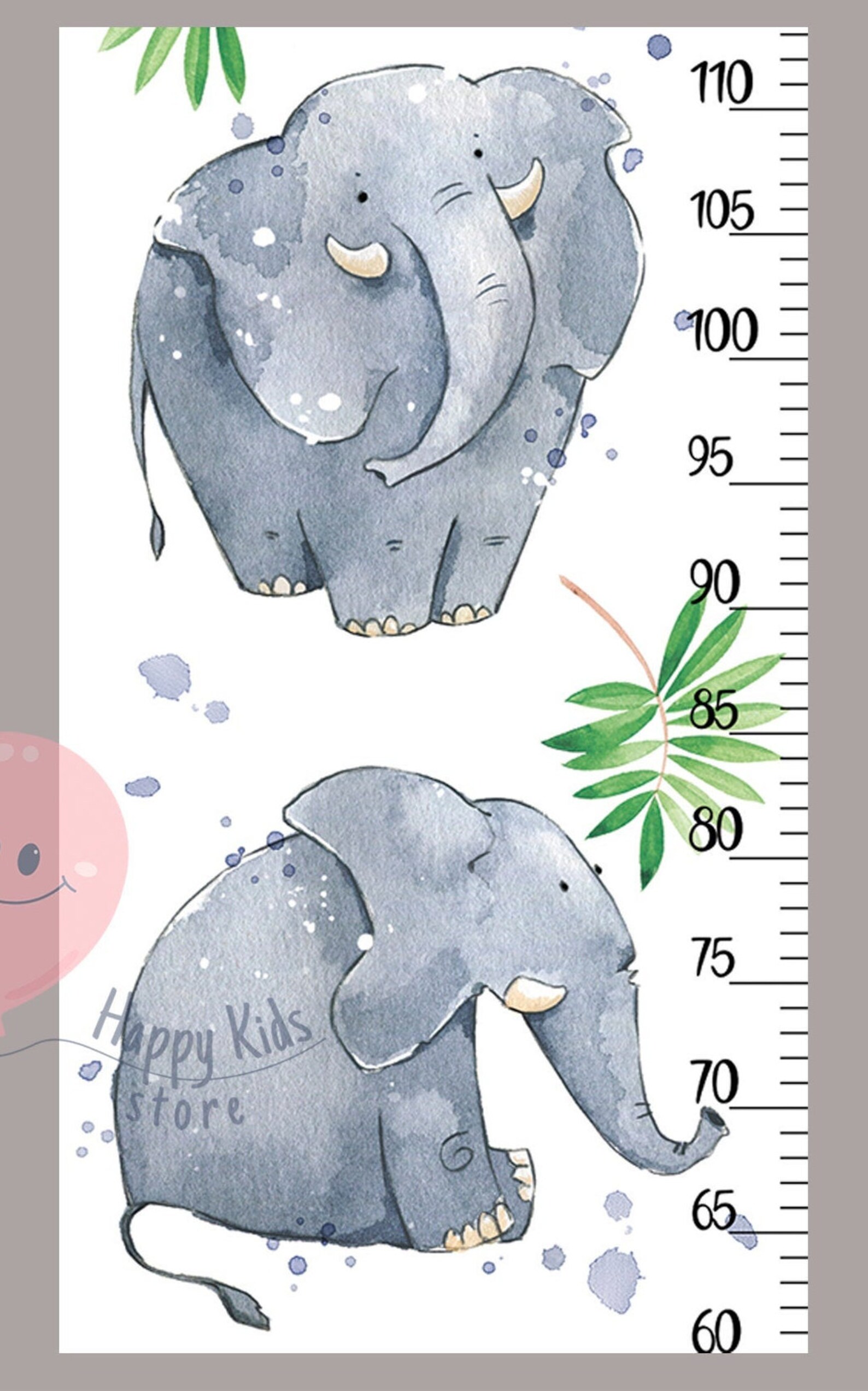 Elephant Height Chart Baby Elephant Growth Chart Animals Etsy