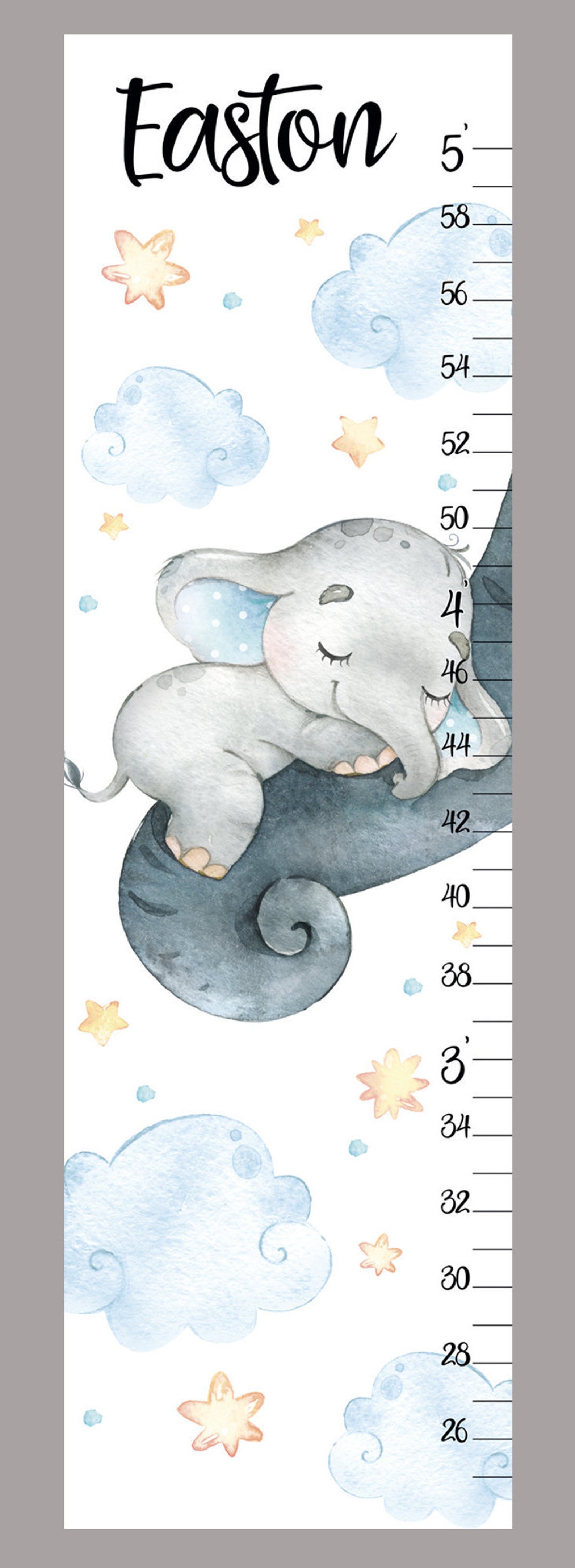 Elephant growth chart Baby elephant height chart Cute animals Etsy