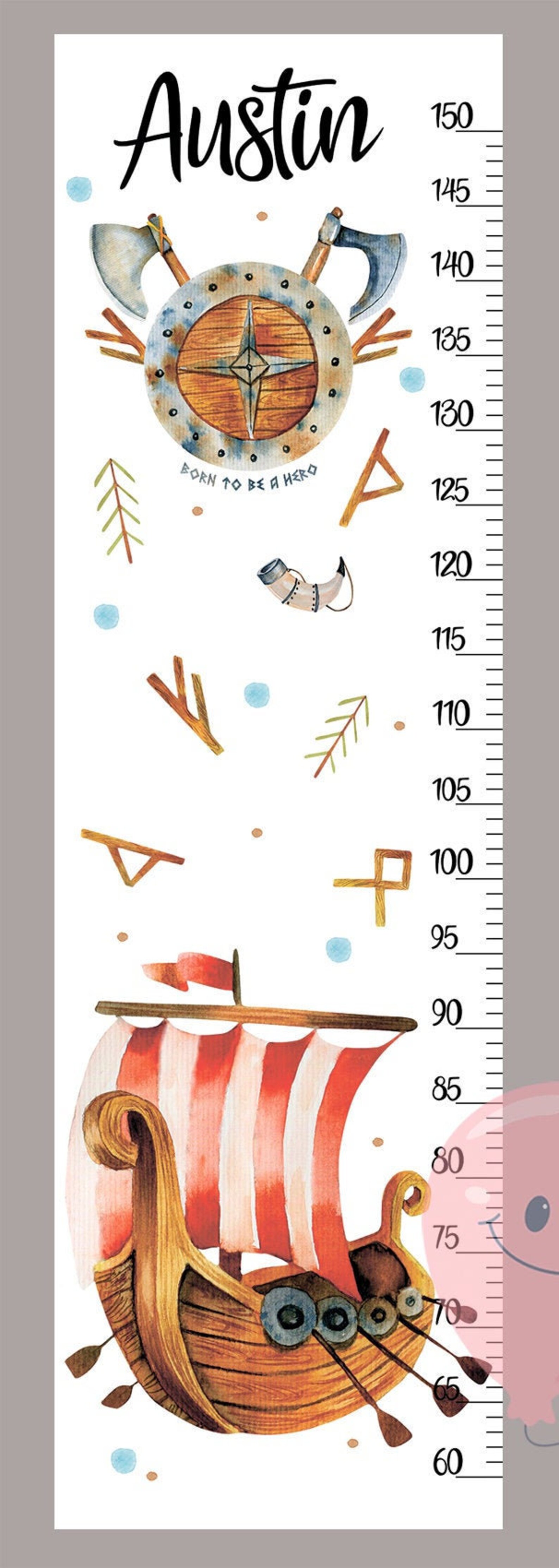 Viking Growth Chart Personalized Height Chart Scandinavian Etsy