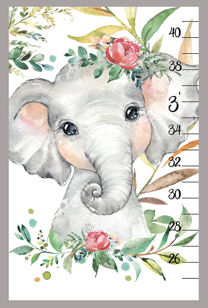 Elephant growth chart Baby girl/boy elephant height chart Cute Etsy
