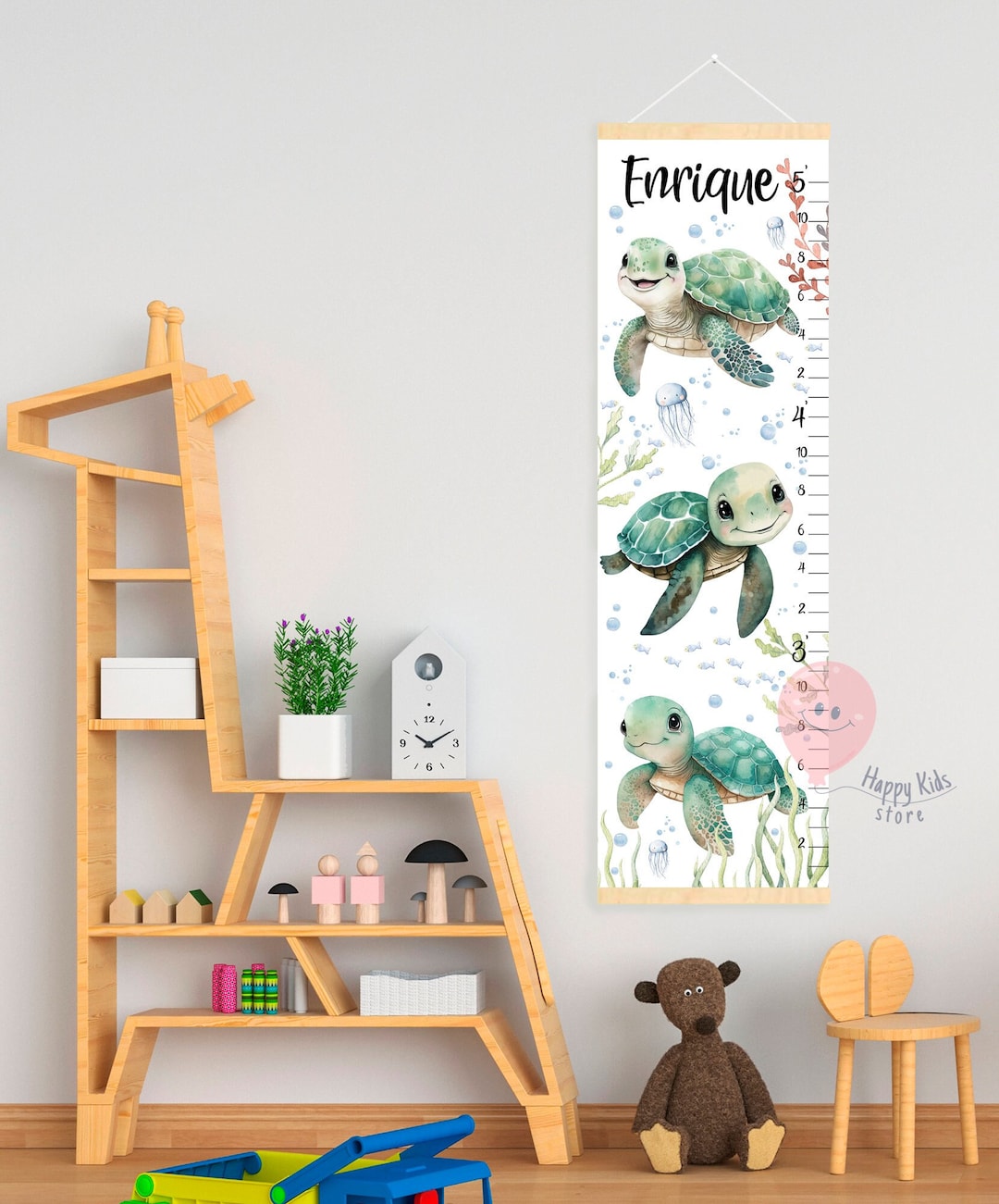 Turtle Ruler Turtle Growth Chart – Under the Sea Ocean Nursery Wall Height Ruler - Etsy