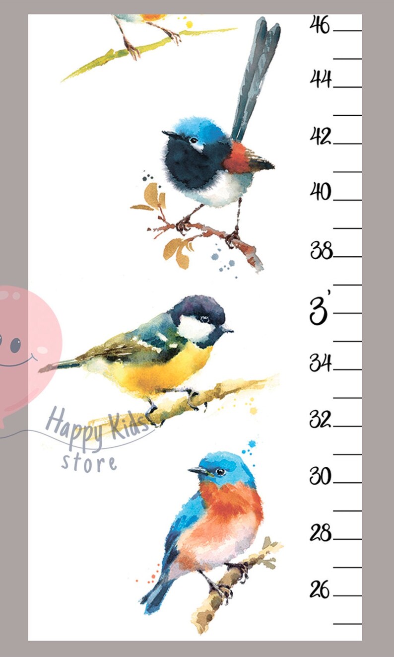 Watercolor Birds Height Chart: Personalized Nursery Decor - Etsy