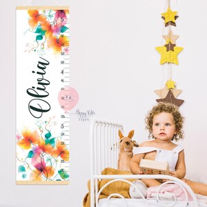 Groeigrafiek wilde bloemen Hoogtemeter meisje Bloemen kinderkamerdecoratie Douche- of verjaardagscadeau