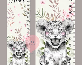 Lion growth chart Personalized height chart Safari animals nursery room decor Shower gift