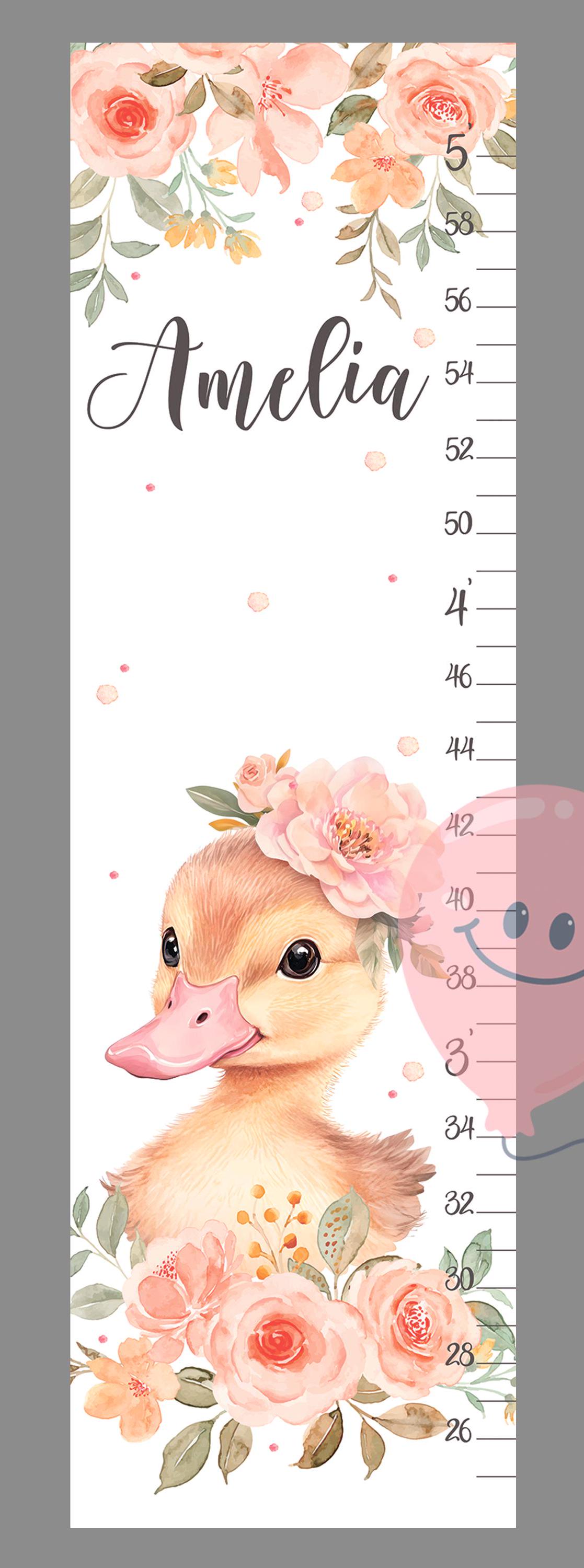 Duck Baby Growth Chart Farm Height Chart Flowers Nursery Decor Shower