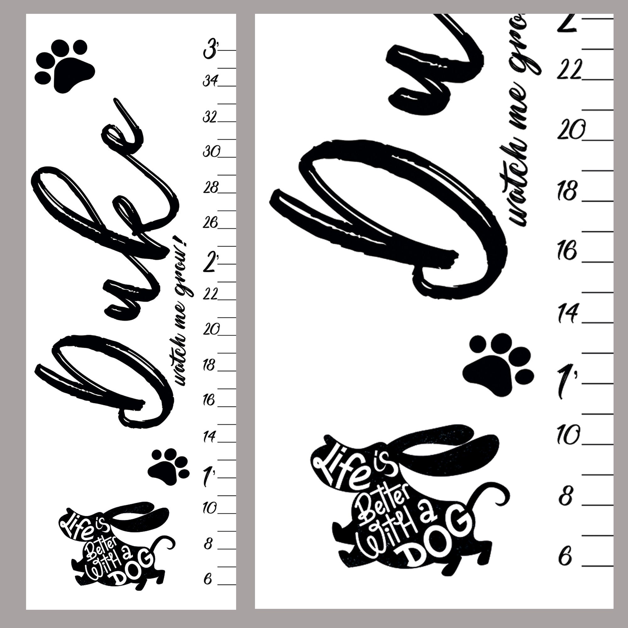 Growth chart for dogs Puppy height chart Pet decor New puppy gift Dog adoption