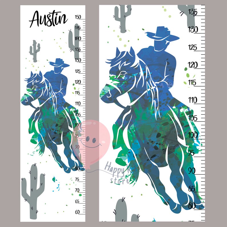 Growth Chart Cowboy Rodeo Height Chart Country Baby Room Decor Etsy