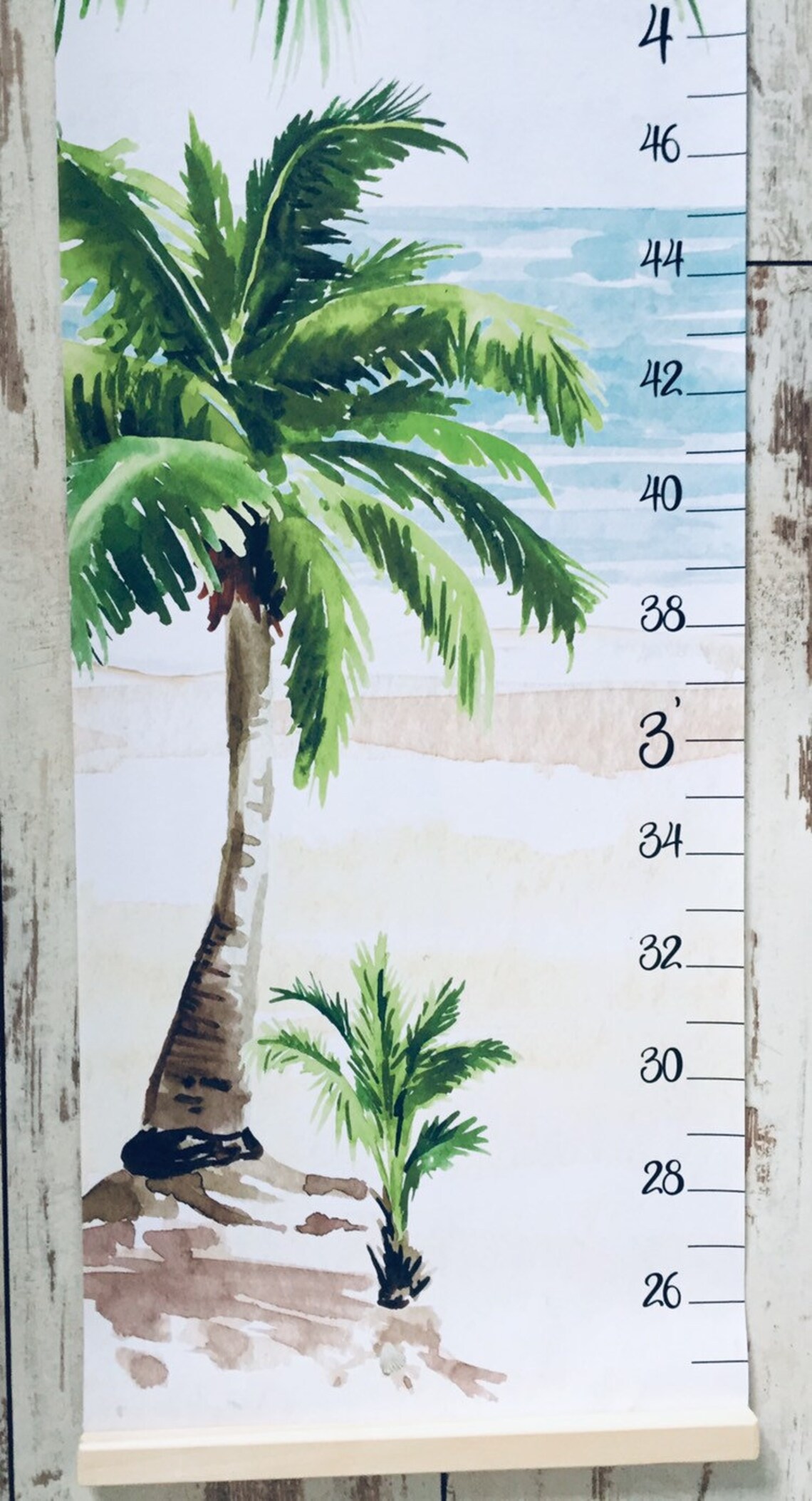 Beach with palm trees growth chart Personalized height chart Etsy