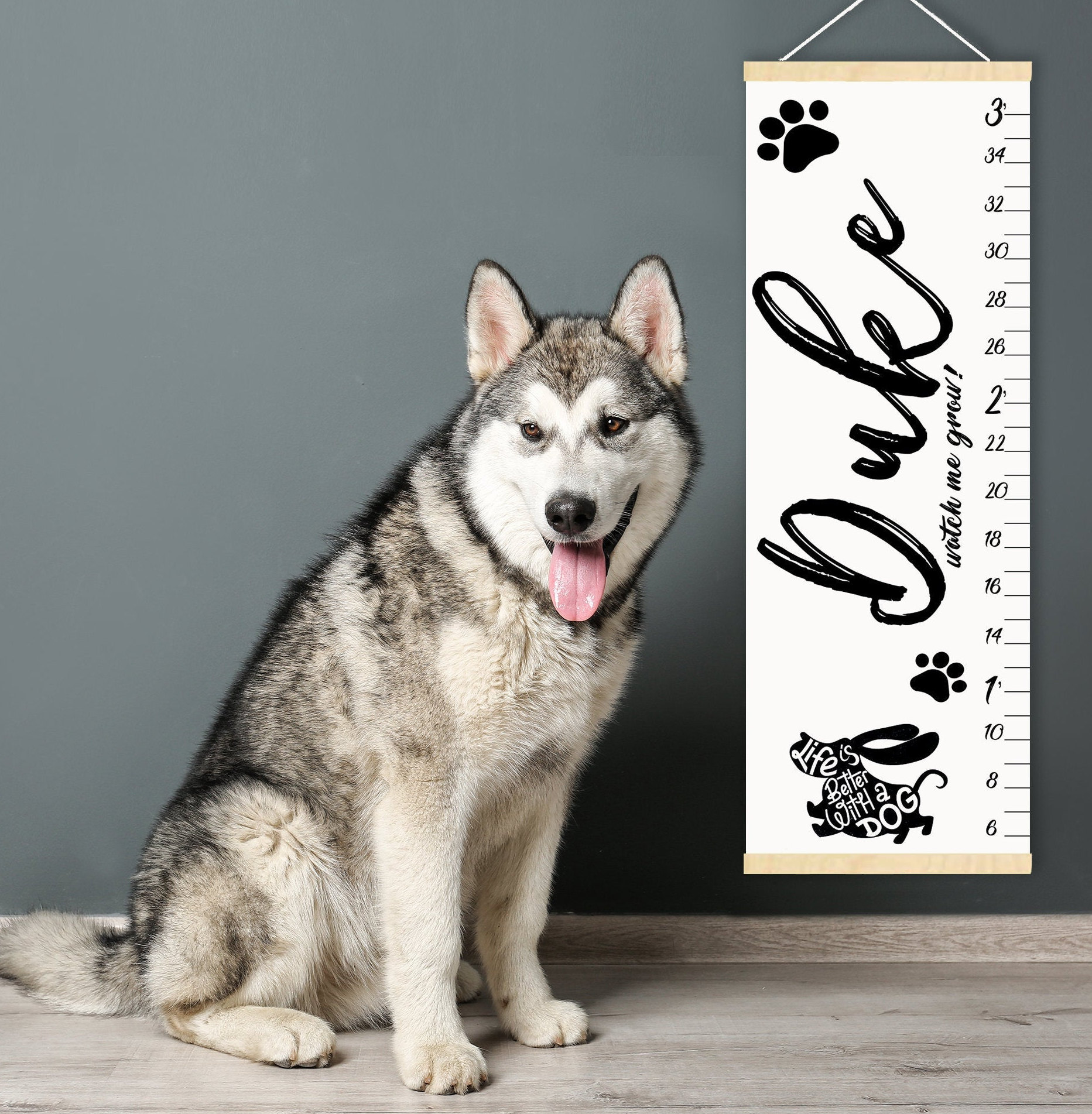 Growth chart for dogs Puppy height chart Pet decor New puppy gift Dog adoption