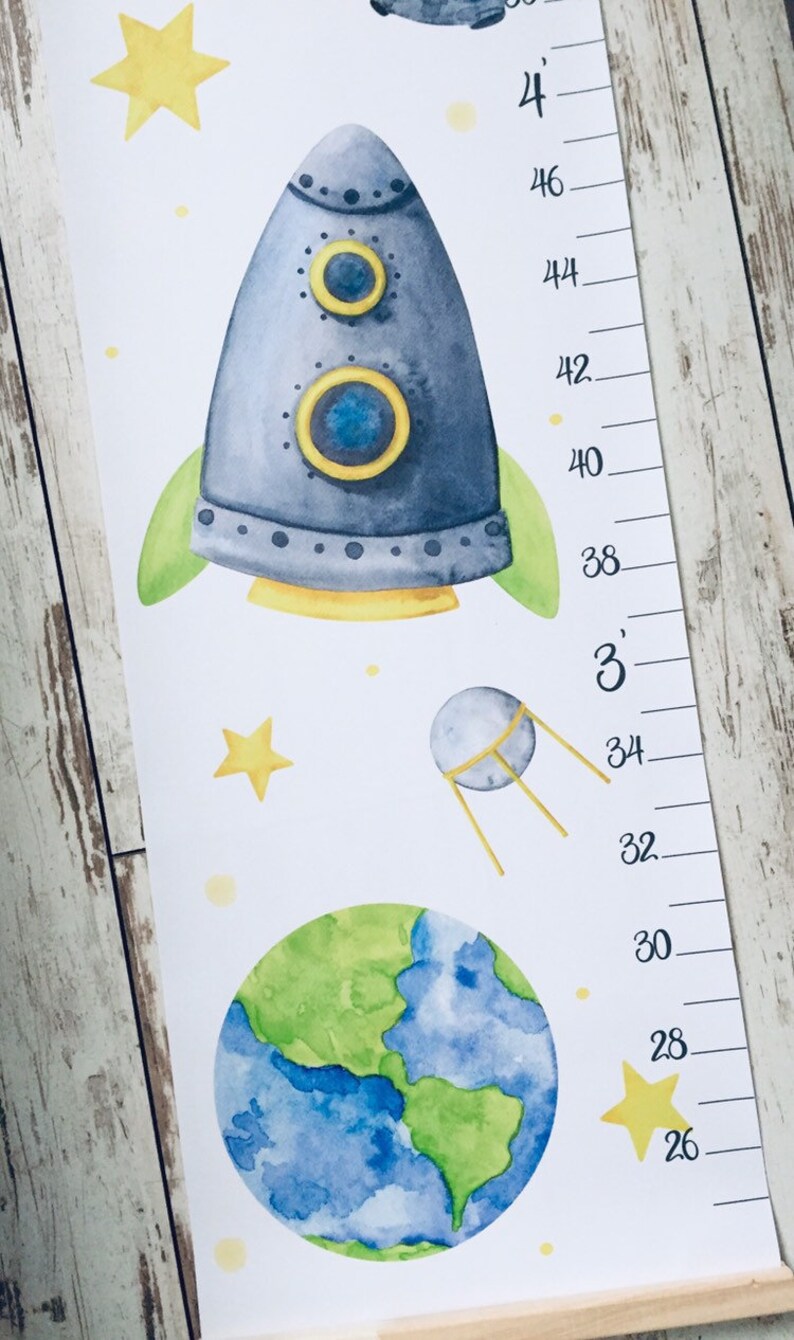 Space Rocket Height Chart Rocket Ship Growth Chart Solar Etsy