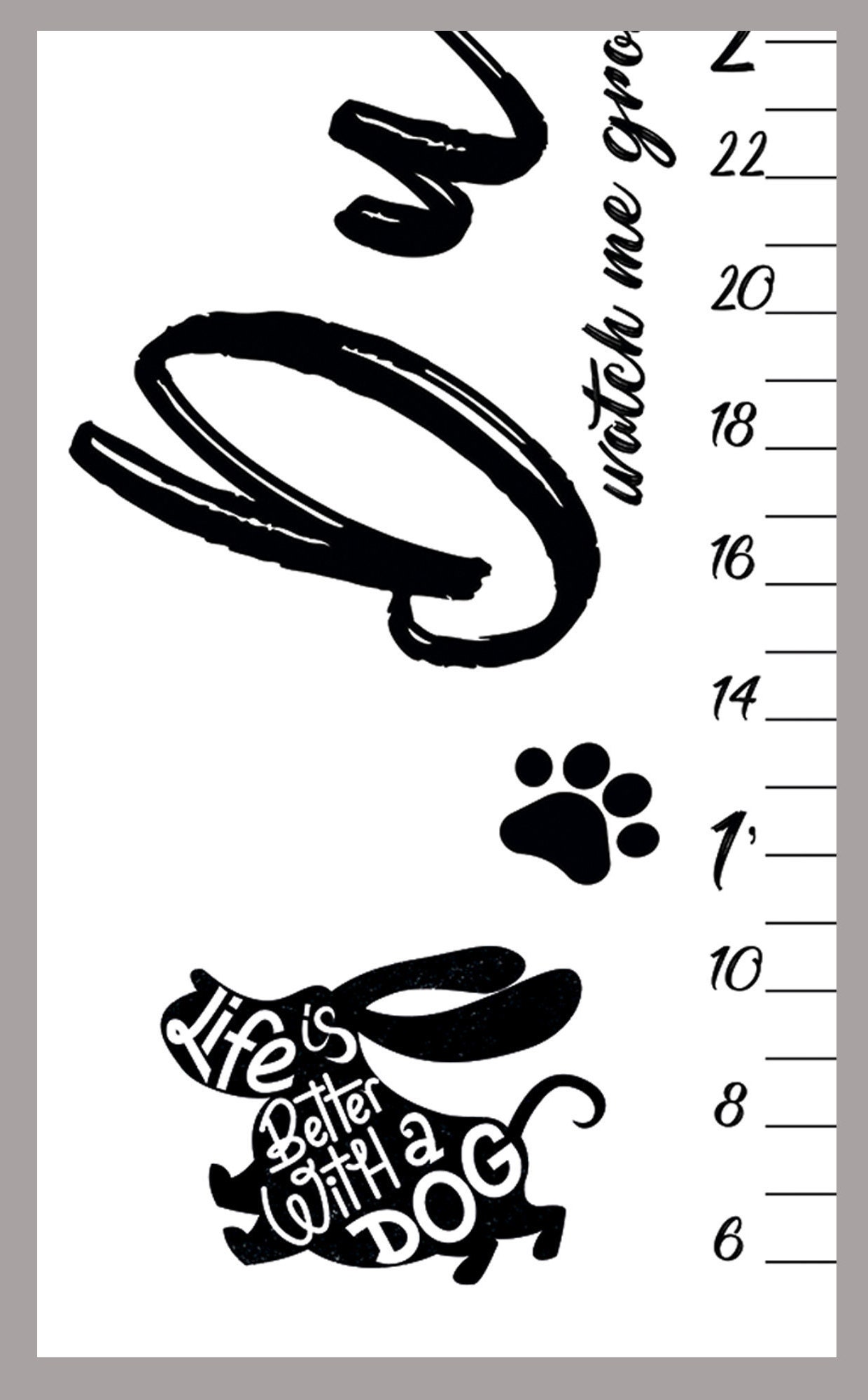 Growth chart for dogs Puppy height chart Pet decor New puppy gift Dog adoption