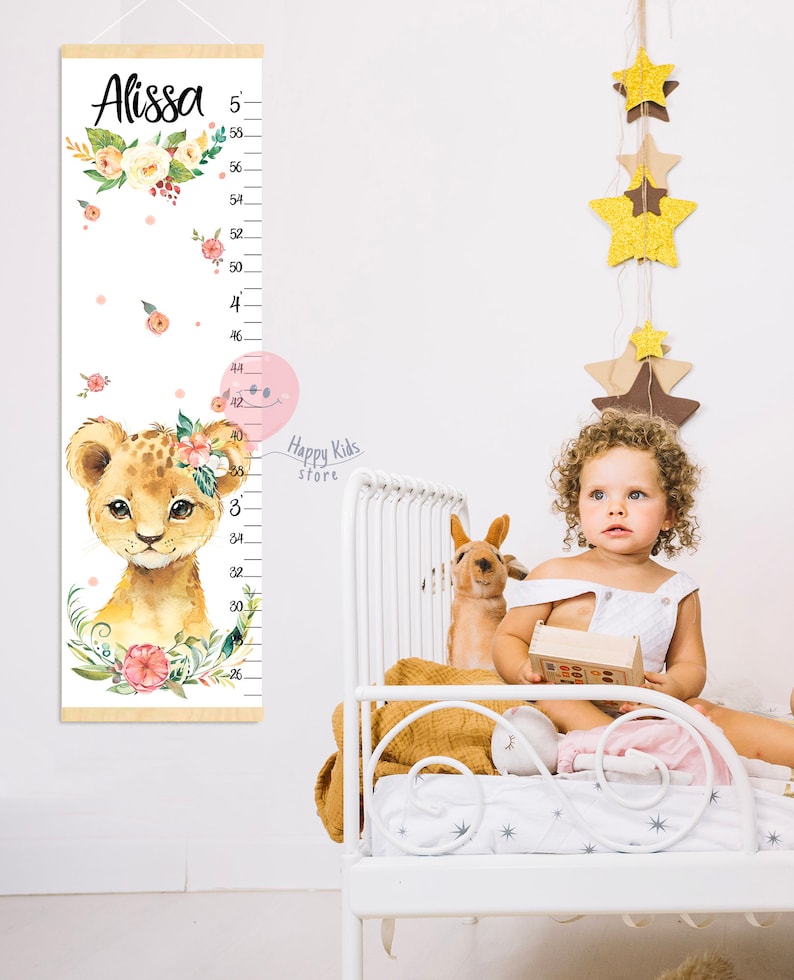 Height Chart Lion Baby Girl Lion Growth Chart Safari Animals Etsy