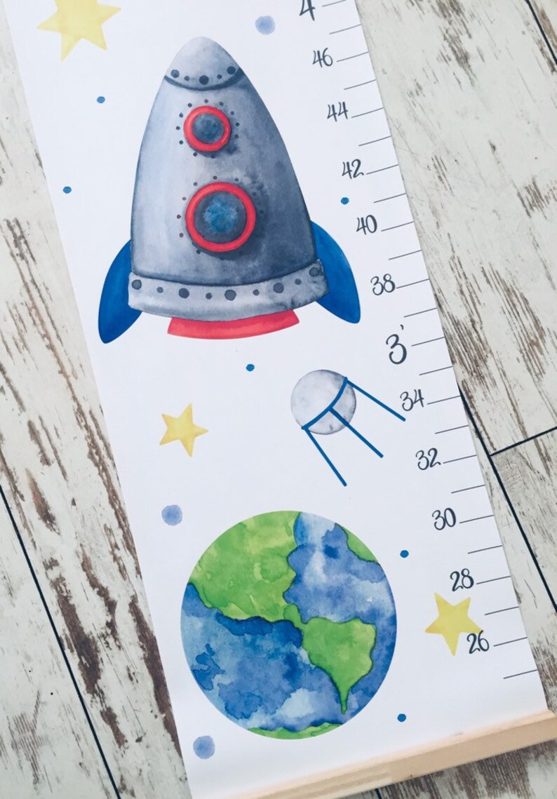 Space Rocket Height Chart Rocket Ship Growth Chart Solar Etsy