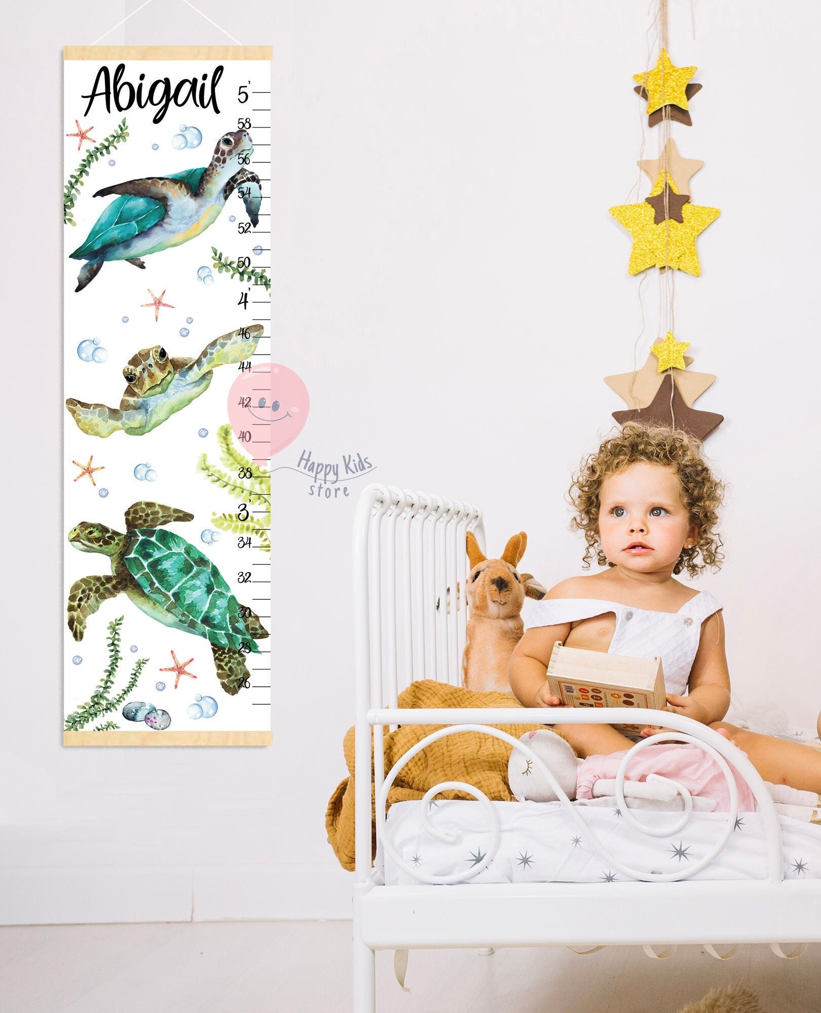 Turtles Growth Chart Under the Sea Height Chart Ocean Nursery Etsy