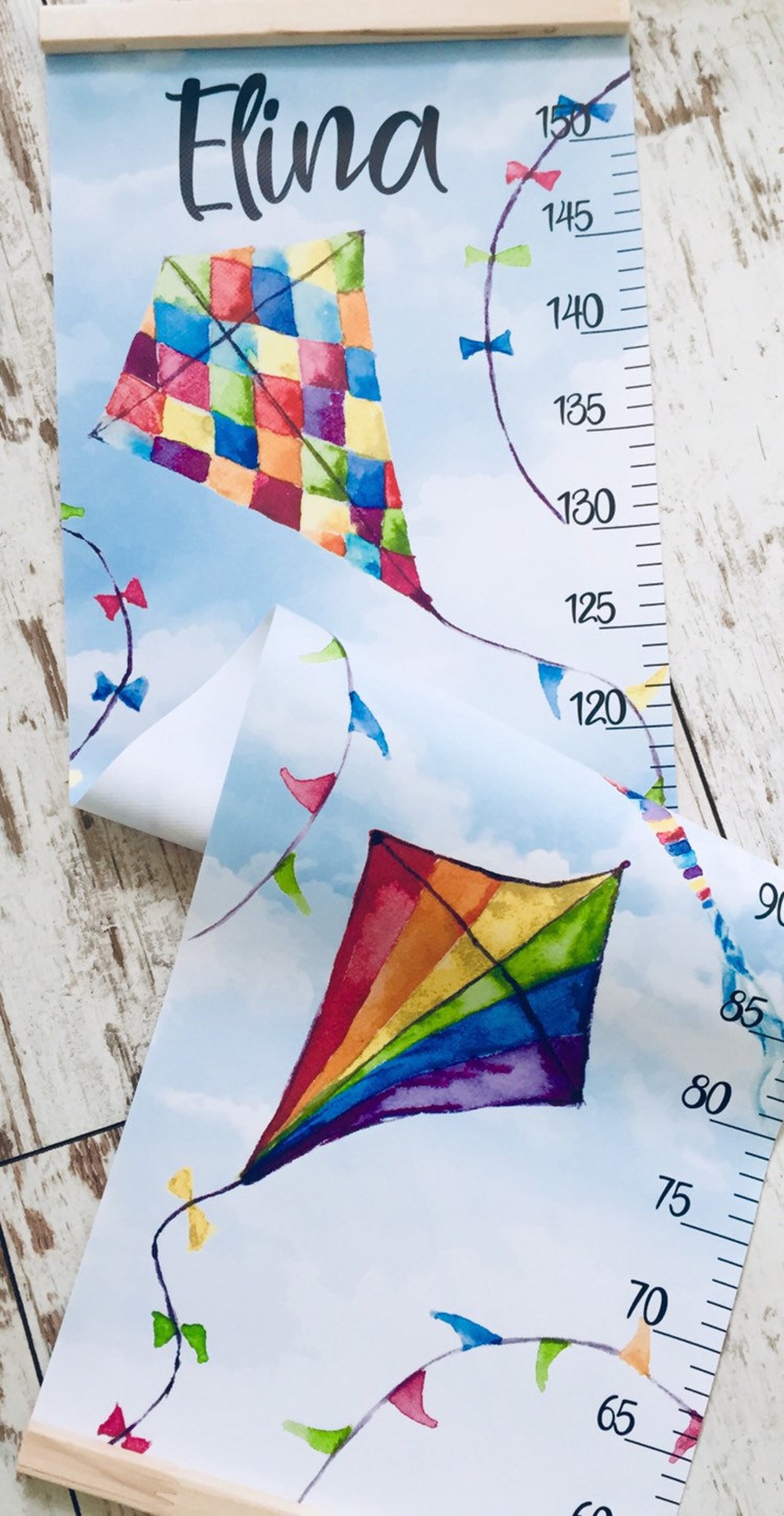 Kite in the Wind Growth Chart Sky Height Chart Kites Nursery Etsy