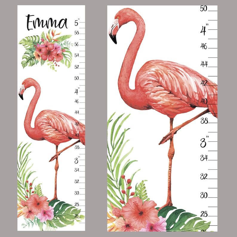 Flamingo Growth Chart Custom Canvas Height Chart for Baby Girl Etsy