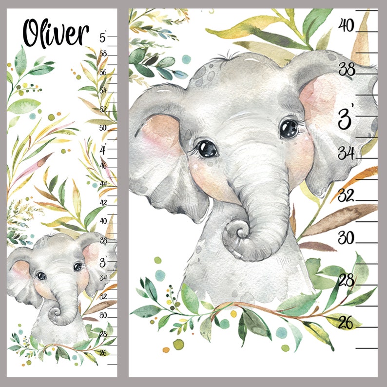 Elephant Growth Chart Baby Girl/boy Elephant Height Chart Cute Etsy