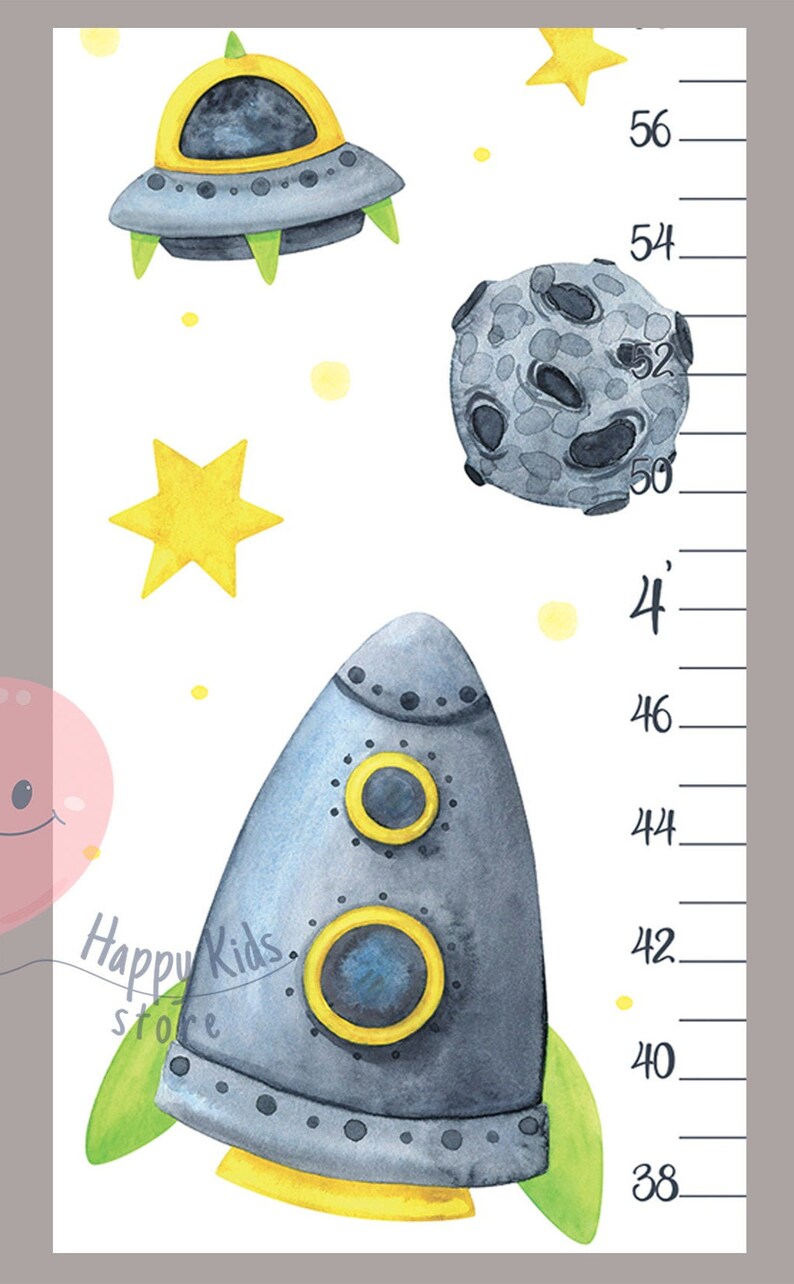 Space Rocket Height Chart DIGITAL Rocket Ship Growth Chart Etsy