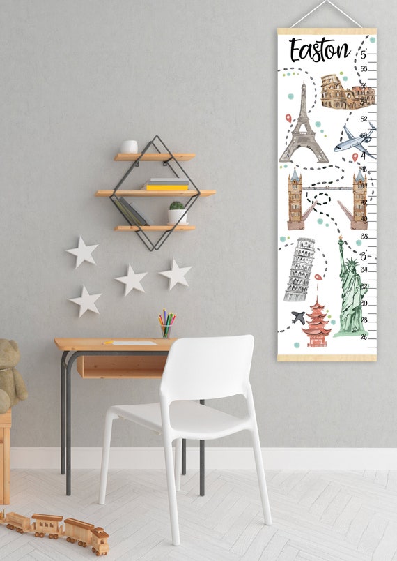 Travel Growth Chart – Kids Height Ruler for Travel Theme Nursery