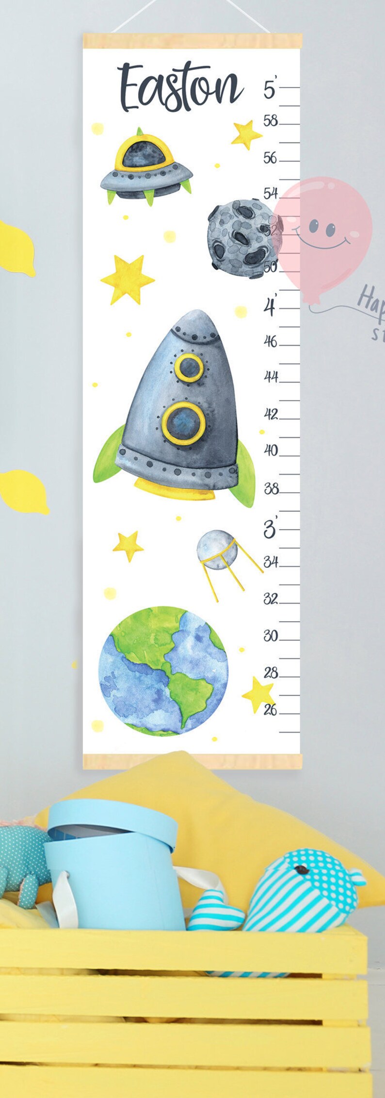 Space Rocket Height Chart DIGITAL Rocket Ship Growth Chart Etsy