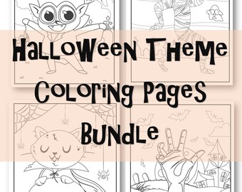 Halloween Themed 30 Coloring Pages Bundle to Print