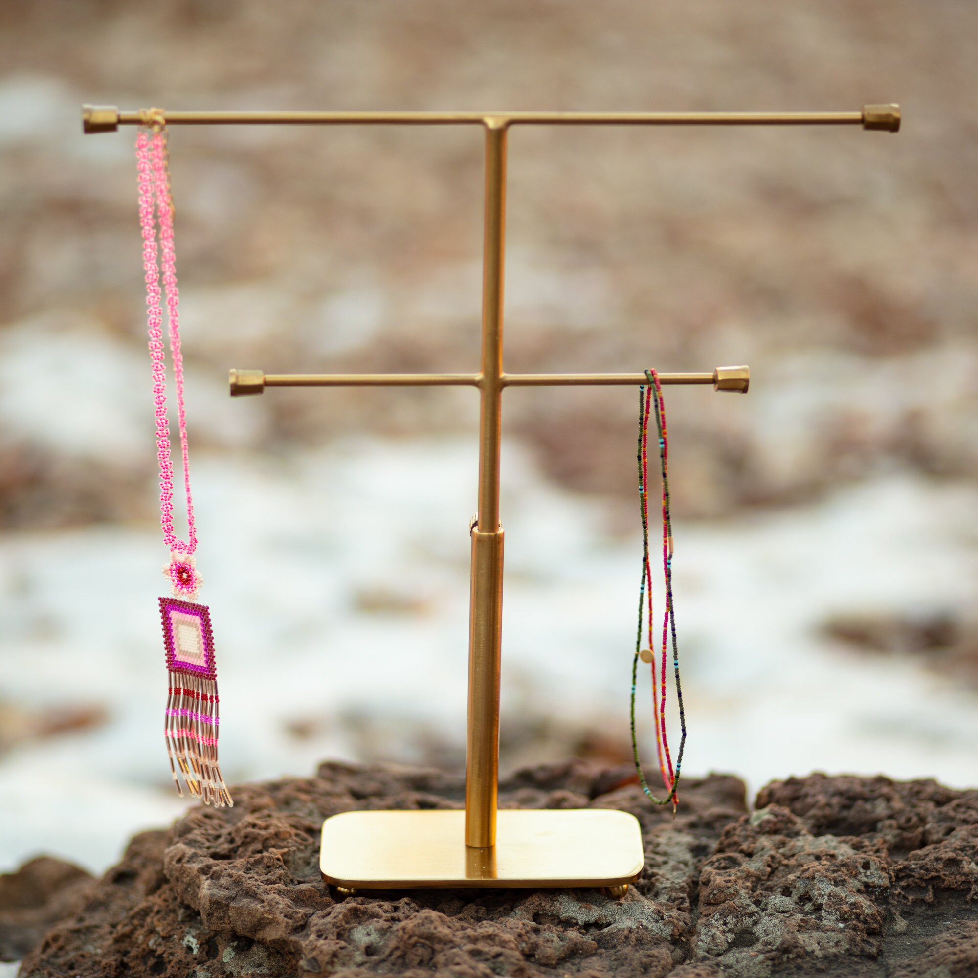 Jewelry Stand Brass Metal Adjustable T Bar Jewelry Etsy