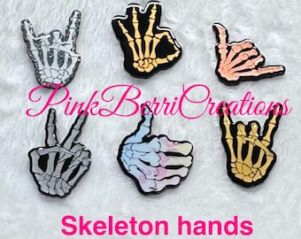 Ortho skeleton hands badge reel, medical, nursing, orthopedic, glitter, badge reel.