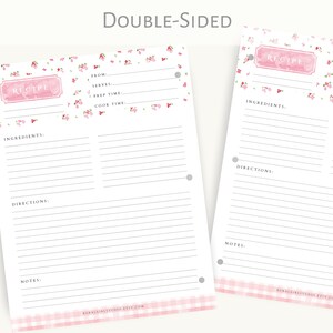 Recipe Binder Filler Paper Recipe Binder pages, Full Size Recipe page, 3 ring recipe paper bild 3
