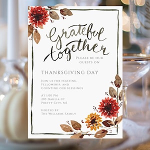 Printable Hand-lettered Fall invitation | Thanksgiving Invitation | Canva Editable Invitation Template