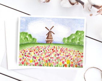 Spring Tulips Note Card Set | Holland tulip time note cards | watercolor tulips note cards stationery