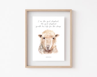 Scripture Sheep Art Print | Sheep art print | baby lamb nursery print