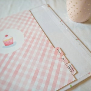Recipe binder tab dividers, 8.5 x 11 recipe dividers, retro recipe binder tab inserts-Pink