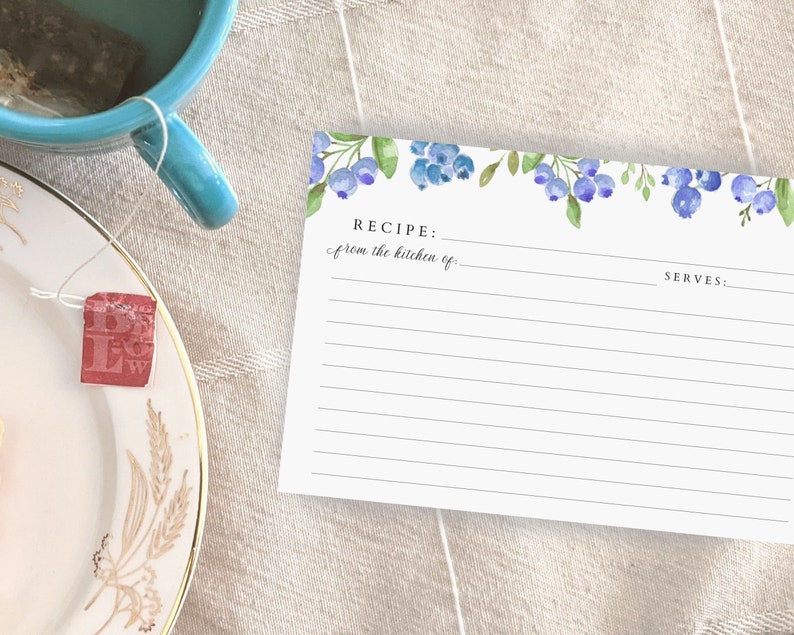 watercolor-blueberry-recipe-cards-4x6-5x7-3x5-etsy