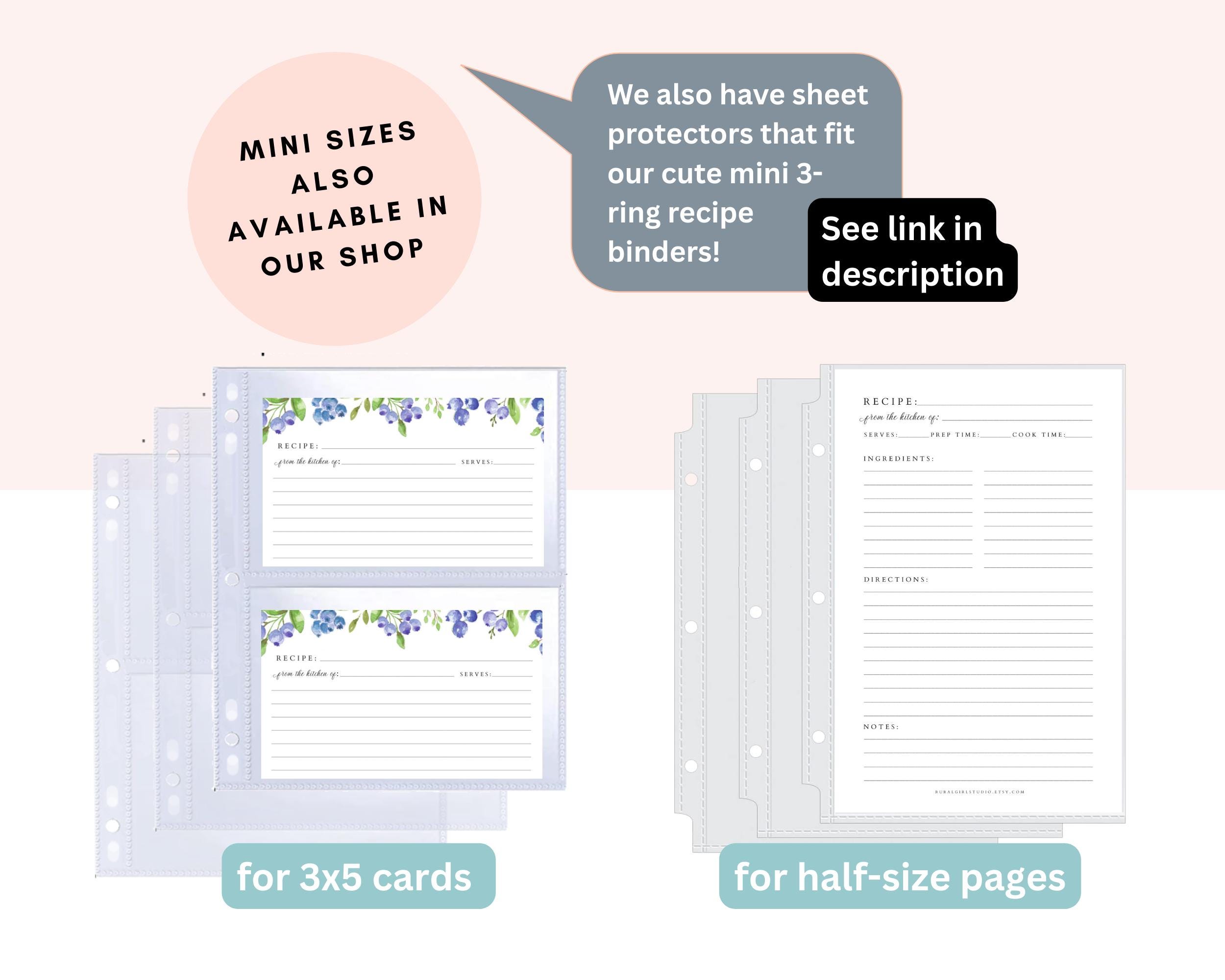 recipe card sleeves 3x5 Cards, Protectors and Dividers EnvyPak mini A5 page protectors work outside the kitchen Recipe Cards - 3" x