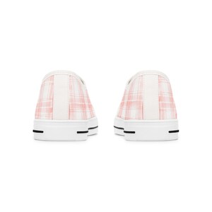 Roze geruite sneakers, aquarel ontwerp damesschoenen, schattige lage sneakers, Casual schoenen, stijlvolle atletische sneakers, roze geruit afbeelding 6