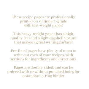 Recipe Binder Filler Paper Watercolor greenery Minimalist plain, Recipe Binder pages, Full Size Recipe page or half size recipe page image 6