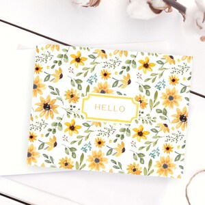 Sunflower Hello Cards | Sunflower Stationery | Floral Hello Cards ...