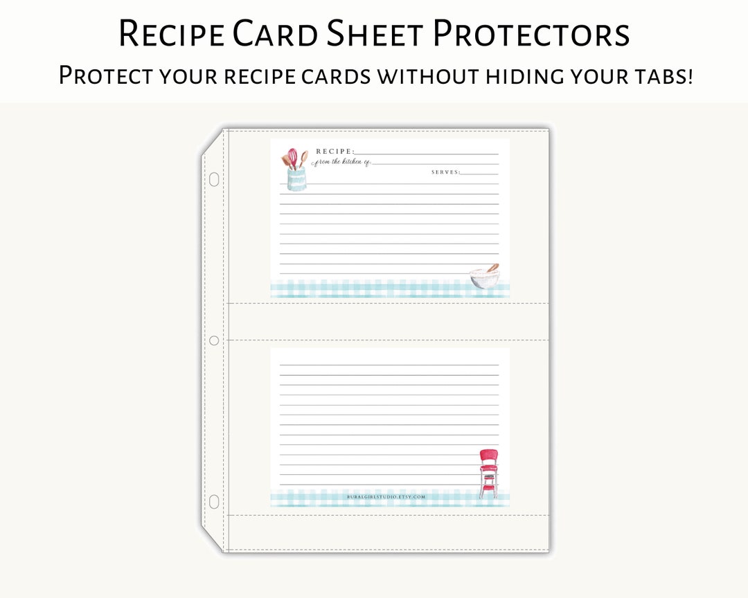 4x6 or 5x7 Recipe Card Sheet Protectors for Full Size Recipe Etsy