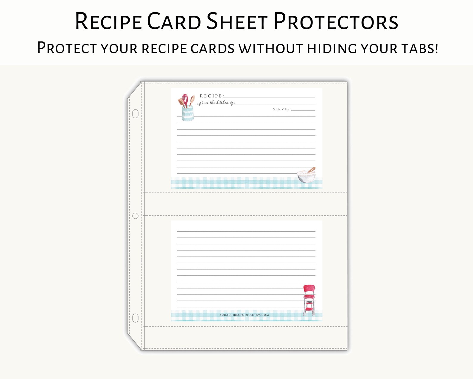 4x6 or 5x7 Recipe Card Sheet Protectors for Full Size Recipe Etsy